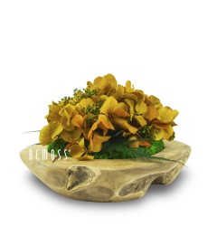 Eine Vase mit Blumen darin steht auf einer Tischplatte mit weißem Hintergrund und einem weißen Wort, das lautet, moosbild, mooswand, moos pflanzen, moos, moos deko, moos art